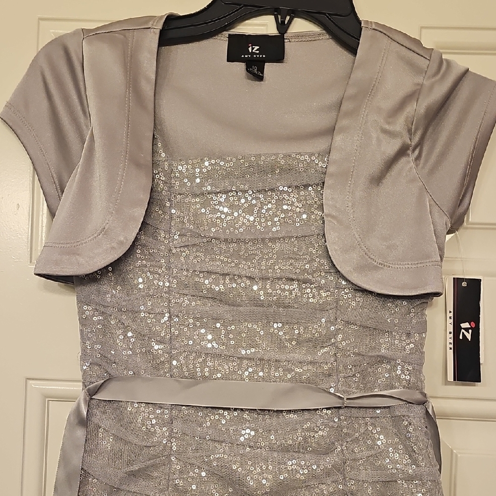 IZ Silver Sequin Dress with Bolero